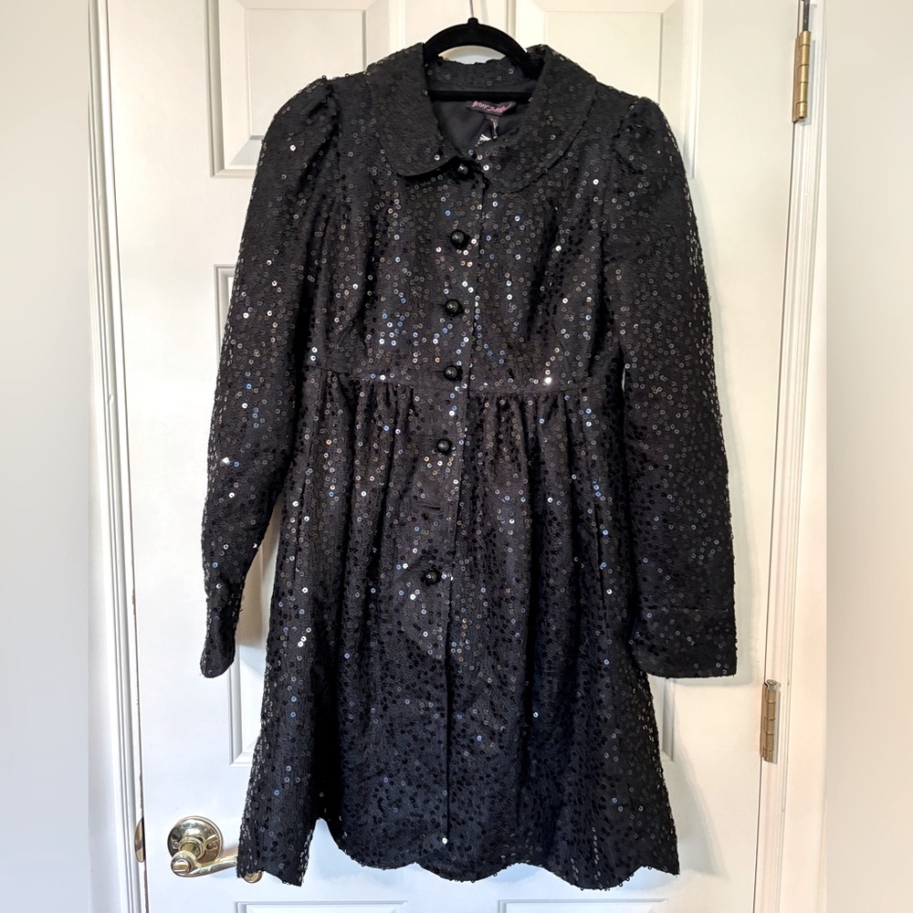 Black Sequined Betsey Johnson Coat